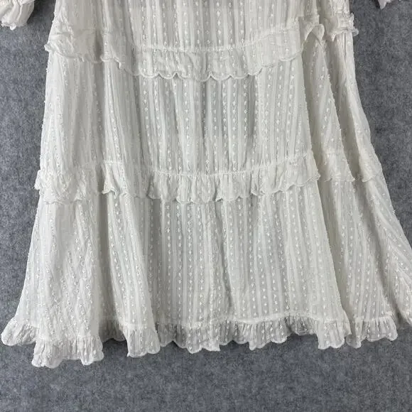 Isabel Marant Etoile Dress Womens 40 Ivory Ruffle Puff Sleeve Swiss Dot Prairie - Picture 14 of 16